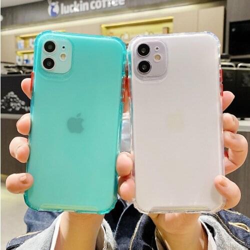 Simple Transparent Shockproof Case For iPhone 11 X XS Max 6 7 8 Plus Silicone Case Cover For iphone 11 Pro Colorful lens cases