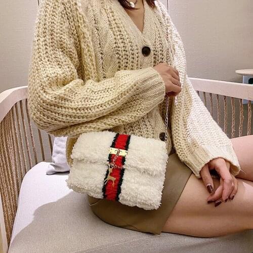 2020 Luxury Brand Lady Winter New Fashion Shoulder Bag Female Chain Handbag Messenger Bag Soft Warm Fur Bag Sac