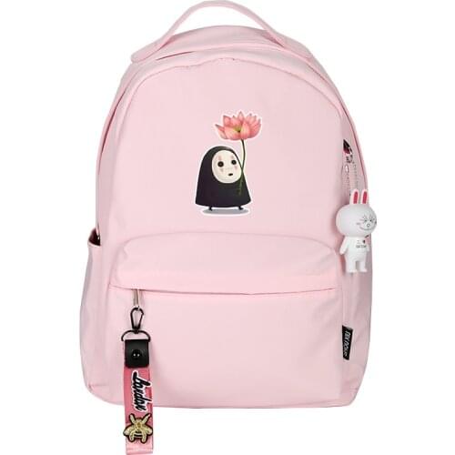 Spirited Away No Face Man Women Pink Bagpack Kawaii Small Backpack Waterproof Travel Bagpack Cute Cat School Bags Pink Bookbag