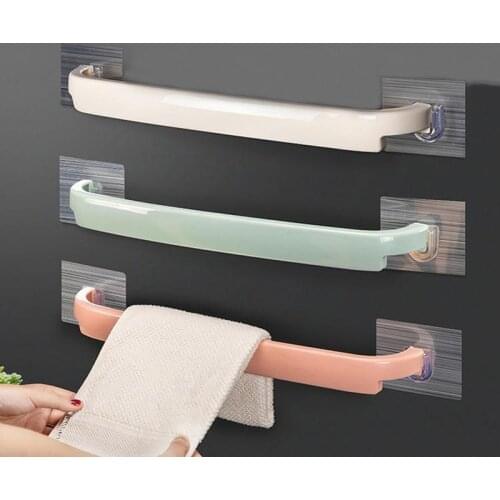 Self-Adhesive Wall Mounted Towel Racks Bathroom Towels Hanger Holder Rack Towel Bar Kitchen Cloth Rags Hanging Shelf Organizer