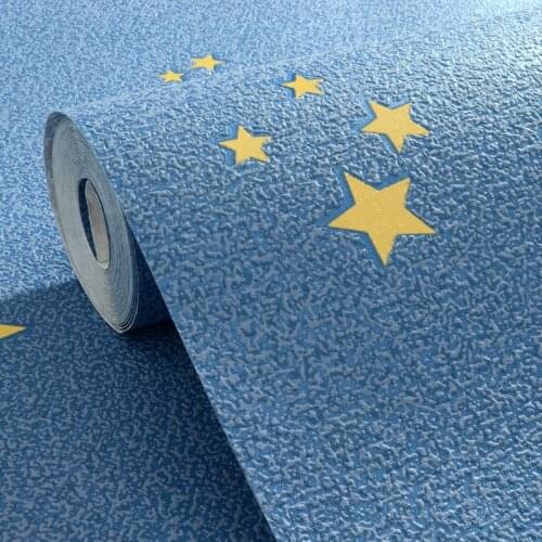 Blue Cartoon Star Wallpaper Bedroom Children Room Non-Woven Wall Paper Modern 3D Embossed Eco-Friendly Papel De Parede Infantil