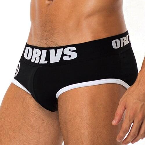 ORLVS Brand 50PC/LOT Wholesale Comfortable Briefs Men Underwear Sexy Panties Quick Dry Breathable Men Panties Sexy Briefs Cotton