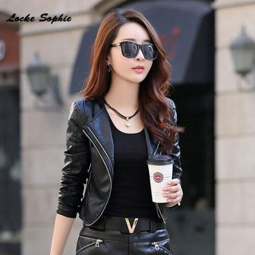 1pcs Womens Plus size Short Jacket Coats 2021 Spring Faux Fur PU Leather Splicing Small Jacket ladies Skinny locomotive coats