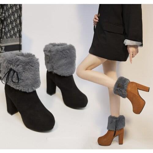 Shoes for Woman Boot Female Keep Warm Womens Winter Boots New Arrival Waterproof Female Fashion High-heel Shose Botas Mujer