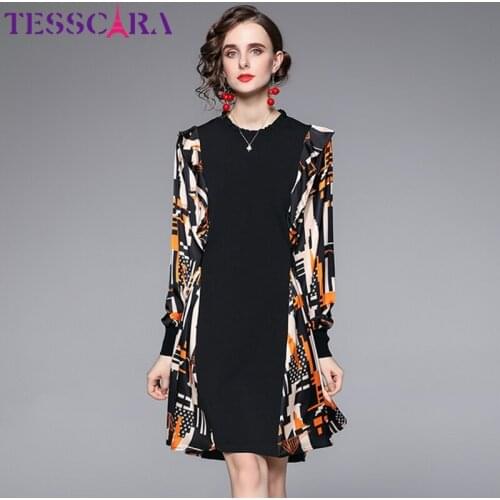 TESSCARA Women Autumn & Winter Eleagnt Dress Festa High Quality Office Cocktail Party Robe Femme Runway Designer A-Line Vestidos