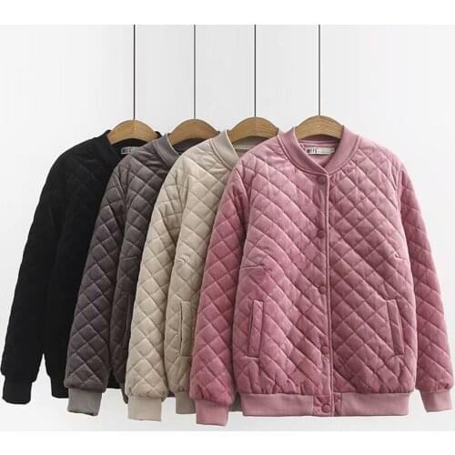 Women Autumn Winter Coat Ladies Velour Quilted Jacket Female Plus Size Thin And Light Oversize Fashion Loose Outerwear Tops