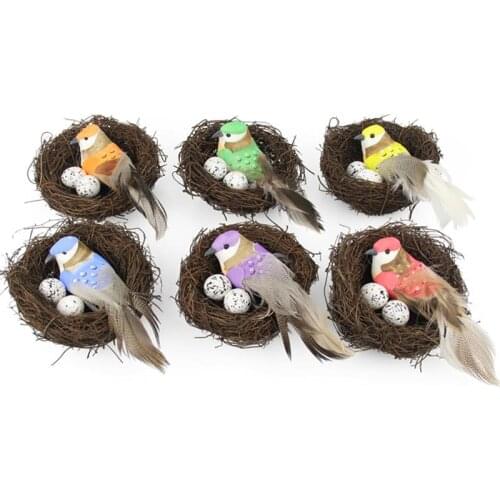 1Set Rattan Nesting Bird Nest Props Handicrafts Henhouse Home Decoration Decoration Natural Handmade Easter Birds Nest