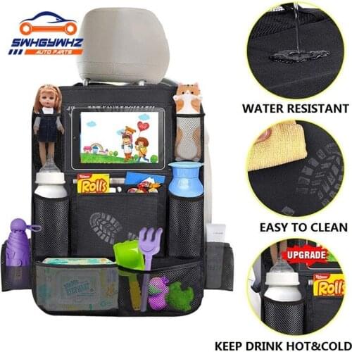 1PC Car Back Seat Organizer Kids Car Backseat Cover Protector with Touch Screen Tablet Holder Kick Mats with Pocket for Toys