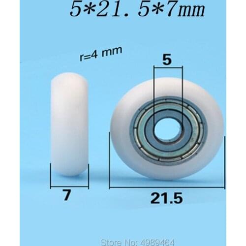 10 pcs 5*21.5*7 arc spherical 3D printer European standard 2020 profile roller nylon plastic rubber bearing bearing pulley