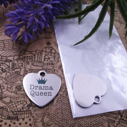 20pcs--"Drama Queen"stainless steel charms 5 styles for choosing DIY Charms for necklace bracelets