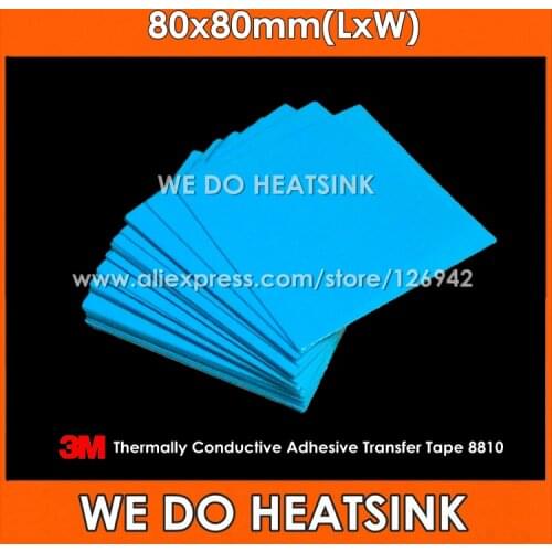10pcs 3M 8810 High Performance 80x80mm Thermally Conductive Acrylic Double Sided Adhesive Transfer Tapes Pads Blue