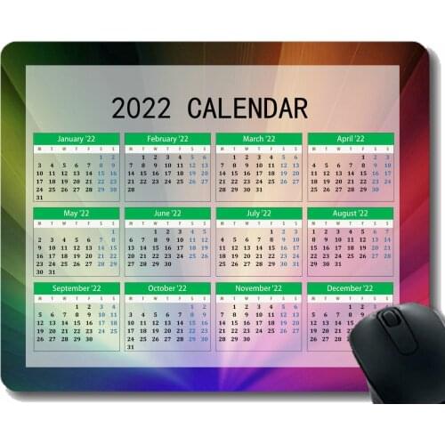 2022 Calendar Mouse Pad,Light Green Solid Color Anti Slip Rubber Mousepads