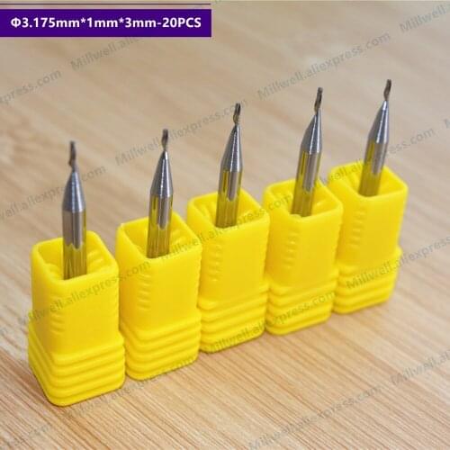 3.175mm*1.0mm*3mm,Freeshipping CNC solid carbide End Mill,tungsten woodworking router bit,1 Flute milling cutter,MDF,acrylic