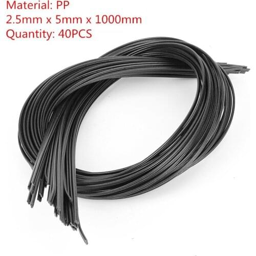 40Pcs 2.5mm x 5mm x 1000mm Black PP Plastic Welding Rods For Plastic Welder Gun/Hot Air Gun/Welding Tool
