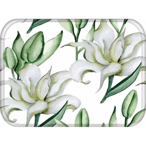 40x60cm Cute Diy Print Floor Mat Bathroom Ground Mat Slip Door Bath Pad Rug Living Room Carpet Flower Leaf Cactus