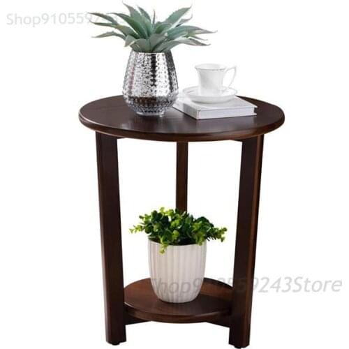American Solid Wood Living Room Sofa Side Table Modern Minimalist Corner Table Balcony Leisure Small Round Table