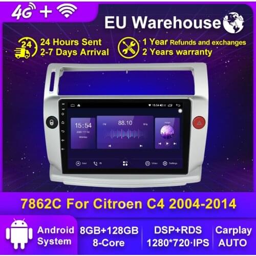 MEKEDE 8 core 6+128G 1280*720 QLED screen GPS Car Radio for Citroen C4 C-Triomphe C-Quatre 2004-2009 DVD player Multimedia