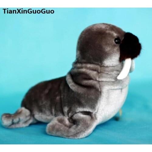 Large 40cm dark gray walrus plush toy,soft doll throw pillow birthday gift h2001