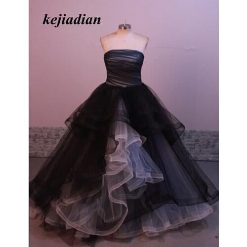 Black Blue Non White Gothic Wedding Dresses 2020 Princess Winter Ball Gown Formal Bridal Gowns With Color Strapless Simple