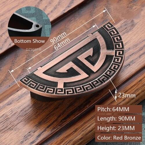 Door Furniture Knob Drawer Kitchen Pull Semicircle Brass Cabinet Cupboard Hardware Bronze Antique Toolbox Handle