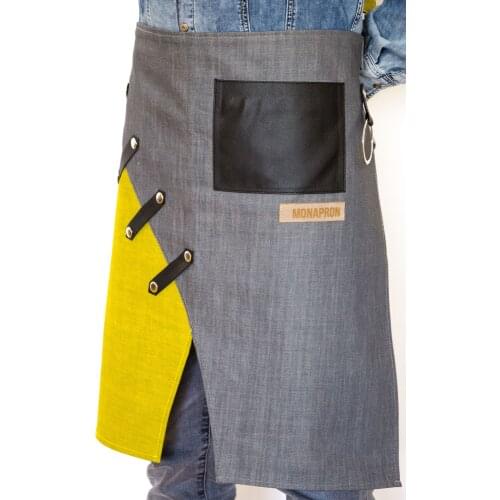Unisex Men Women Apron Bib Chef Kitchen Apron Barista Apron Bartender Coffee Restaurant Cooking Apron with Pockets