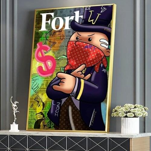 Forbes Monopoly Boss Graffiti Art Poster And Prints Rich Man Funny Wall Decor Canvas Painting For Living Room Mural Pictures