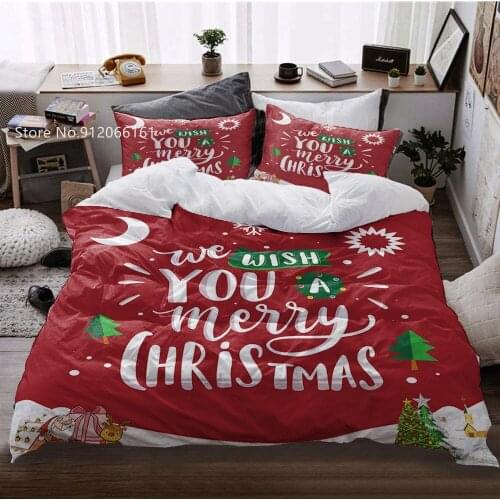 Happy New Year Bedding Set Merry Christmas Duvet Cover For Children Teen Bed Quilt Cover Home Textile Bed Cover Set Decor