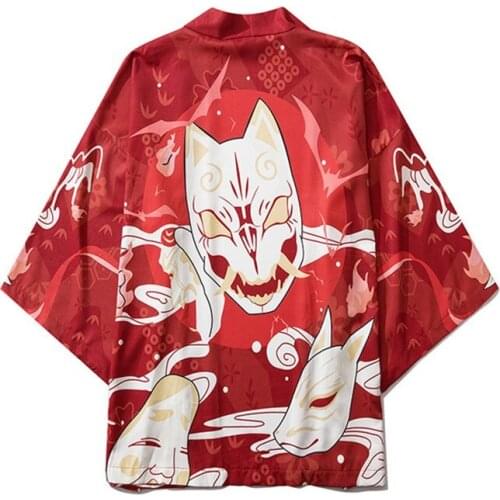 Summer Japan Streetwear Man Beach Kimono Cardigan Cosplay Shirt Blouse for Men Unisex Japanese Yukata Kimonos V2028
