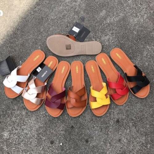 Summer 2021 New Womens Sandals Summer Flat Open Toe Slippers Outdoor Beach Shoes Solid Color Comfortable Plus Size 41