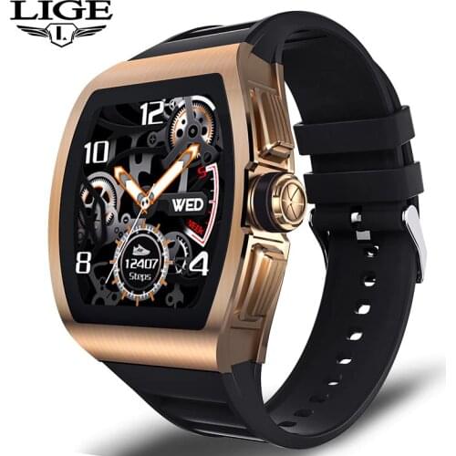 LIGE New Luxury Men Smart Watch Women IP68 Waterproof Fitness Watch 1.4 inch Square Screen HD IPS Color Screen Reloj Inteligente