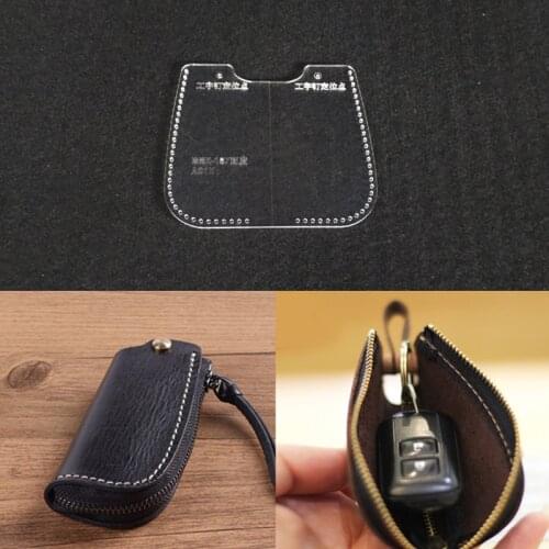 Lychee Life Car key Case Shaped Sewing Pattern Acrylic Key Chain Stencil Template DIY Handmade Leather Crafts Supplies