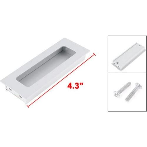 Hardware Cabinet Aluminum Rectangular Pull Handle 11cm 4.3" Silver Tone 2 PCS