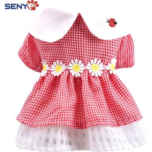 Cute Teddy Skirt Pet Dog Clothes Pomeranian Cat Small Dog Pet Ladybug Red Plaid Flower Skirt Soft Comfortable Pet Princess Skirt
