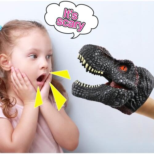 Soft Vinyl Rubber Animal Head Hand Puppet Figure Toys Gloves For Children Model Gift Dinosaur Hand Puppet Toys For Children