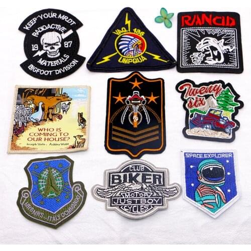 Punk Astronaut Skull Eagle Indians Shield Totem Icon Embroidery Applique Patches For Clothing DIY Iron on Badges on the Backpack
