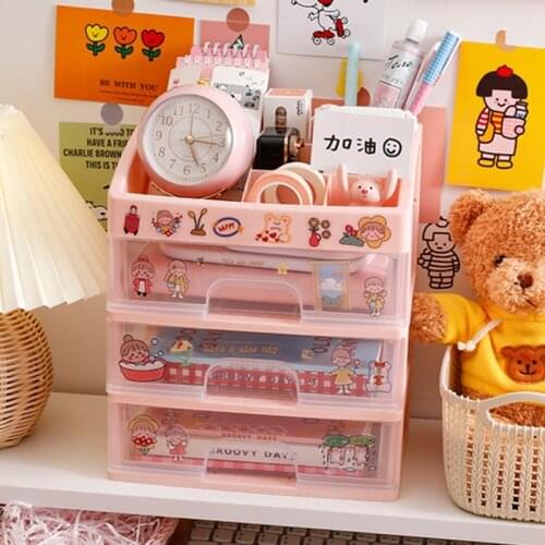 Drawer Type Desk Organizer Desktop Stationery Storage Box Makeup Sorting Holder Home Office Accessories Supplies