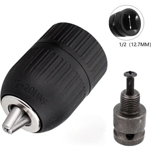 2-13mm Plastic Drill Chuck Keyless Hammer Drill Chuck Adapter & 1/2 Spiral 3-Jaw Connector Power Tool Accessories