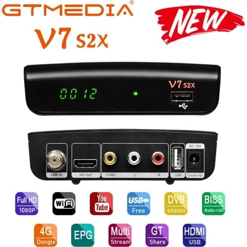 GTMedia V7S2X Satellite TV Receiver DVB-S2 S2X Full 1080P With USB WIFI Youtube T2-MI EPG ACM VCM PK Freesat V7S HD Set top box