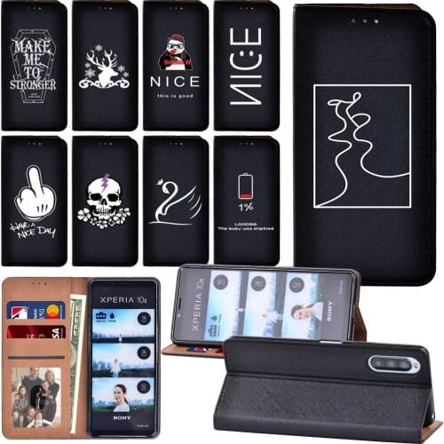 Luxury Flip Case for Sony Xperia L4/Xperia 1 II/Xperia 10 II Simple Pattern Phone Cover Case
