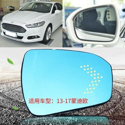 Blue mirror For Ford Mondeo Car Rearview Mirror Glare Proof Blue Glasses Led Lamp Heated turn single lamp
