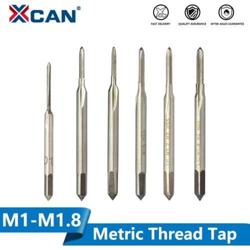 XCAN M1-M1.8 Mini Thread Tap Drill HSS 6542 Straight Flute Screw Hole Tap Drill Metric Machine Thread Tap