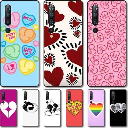 Heart shapes Phone Case For Xiaomi MI 11 10 9 5g Lite Ultra Pro Note S Black Shell Cover