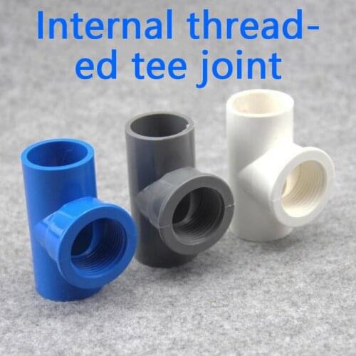 Internal Threaded Tee Joint PVC Female Thread T Connector Water Pipe Joint Aquarium Parts Garden Irrigation Adapter 1 Pcs