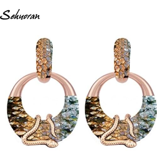 Sehuoran Big Earrings For Women Round Pendients New Image Match Snake Boho Long Earrings Oorbellen Fashion Jewelry 2018 New EAR