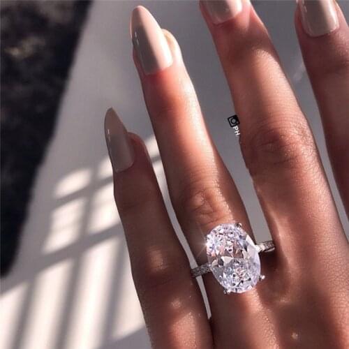 Silver Color Delicate Oval Cubic Zirconia Stone Women Bridal Ring for Wedding Engage Party Best Gift for Wife Classic Rings