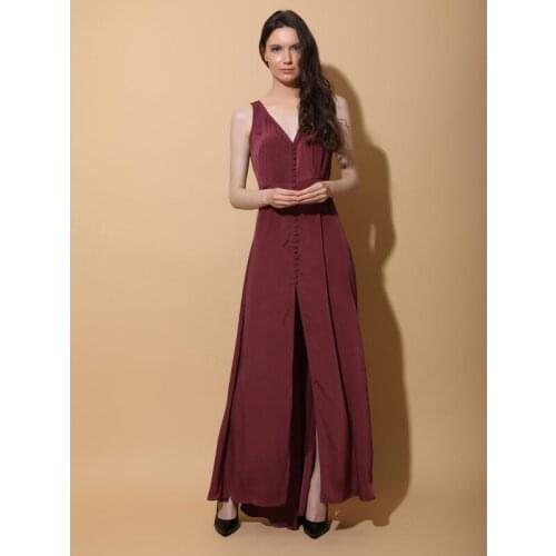 Elegant Button V-Neck Floor Length Straps Evening Gowns for Women Sleeveless Ruched 2021 New Design Fashion Formal Dress