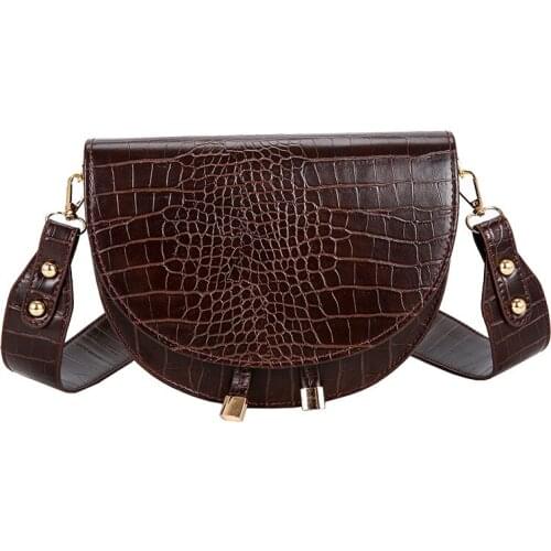 Famous Design Pu Leather Women Crossbody Bags Shopping Street Female Handbags Crocodile Semicircle Luxury Purse Shoulder Bags
