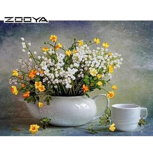 ZOOYA New Arrive Ribbon Embroidery Intergards 3d Cross Stitch European Style Needlework Home Decor Little Flowers F516