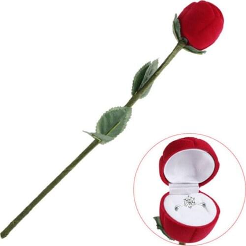 1PC Romantic Red Rose Flower Ring Box Earrings Jewelry Gift Box for Engagement Wedding Decoration Valentines Day Decor Supplies