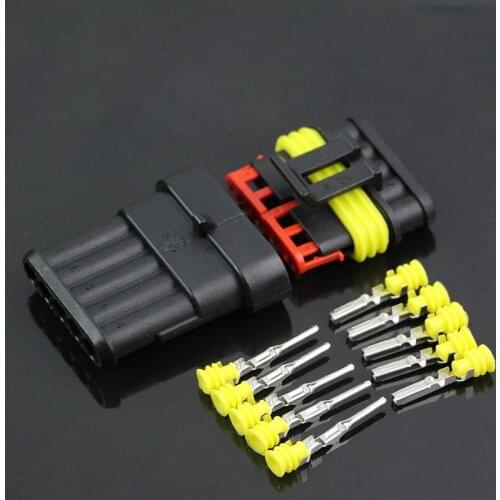 10 Set 5 Pin Waterproof Automotive Connector AMP Cable Wire Socket for Car HID Connector